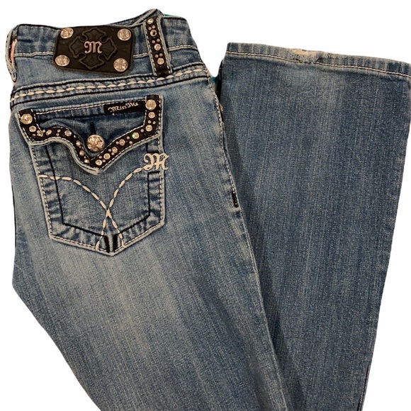 Miss Me Low Rise Skinny Bootcut Rhinestone Jeans - Picture 5 of 16